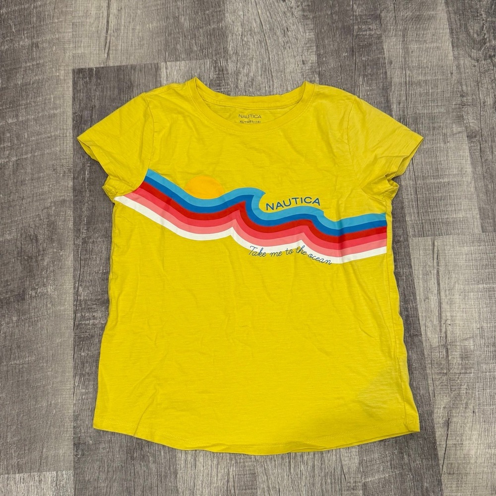 Nautica Girls XL Take Me To The Ocean T-shirt Perfect For Beach